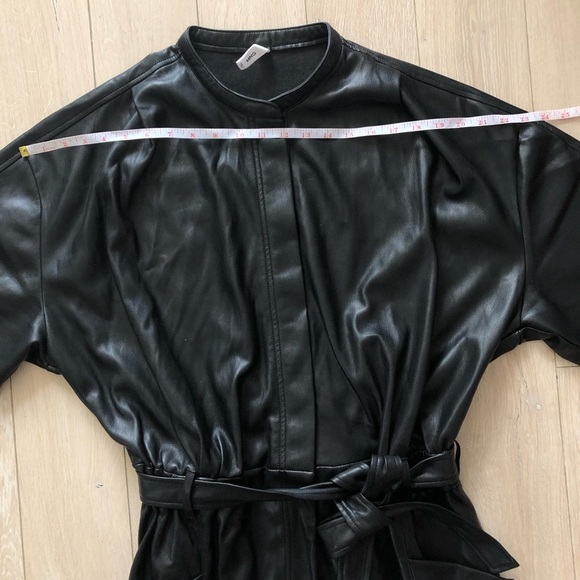 Mango MNG Play Suit Leather Tie Waist Jumpsuit in Black size L - Picture 6 of 16